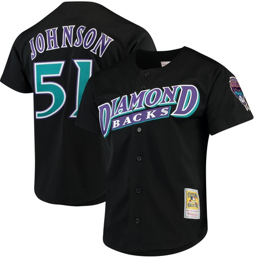 Randy Johnson Arizona Diamondbacks Mitchell & Ness Fashion Cooperstown Collection Mesh Batting Practice Jersey - Black Mlb