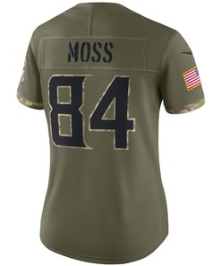 Randy Moss Minnesota Vikings Women's 2022 Salute To Service Retired Player Limited Jersey - Olive
