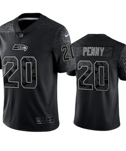 Rashaad Penny 20 Seattle Seahawks Black Reflective Limited Jersey - Men