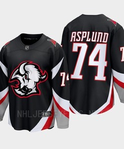 Rasmus Asplund 74 Buffalo Sabres 2022-23 Goathead Third Premier Breakaway Player Black Jersey