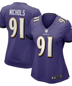 Rayshad Nichols 91 Baltimore Ravens Women's Game Player Jersey - Purple