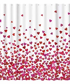 Red Bokeh Heart Shower Curtain for Romantic Bathroom Decor