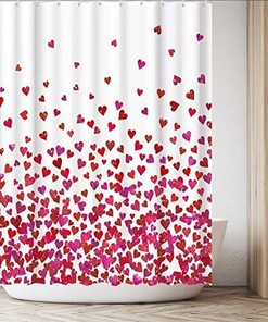 Red Bokeh Heart Shower Curtain for Romantic Bathroom Decor