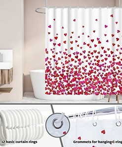 Red Bokeh Heart Shower Curtain for Romantic Bathroom Decor