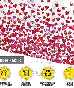 Red Bokeh Heart Shower Curtain for Romantic Bathroom Decor