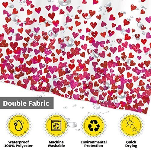 Red Bokeh Heart Shower Curtain for Romantic Bathroom Decor
