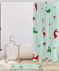 Red Canopy Mushroom Shower Curtain in Waterproof Fabric for Bathroom Decoration