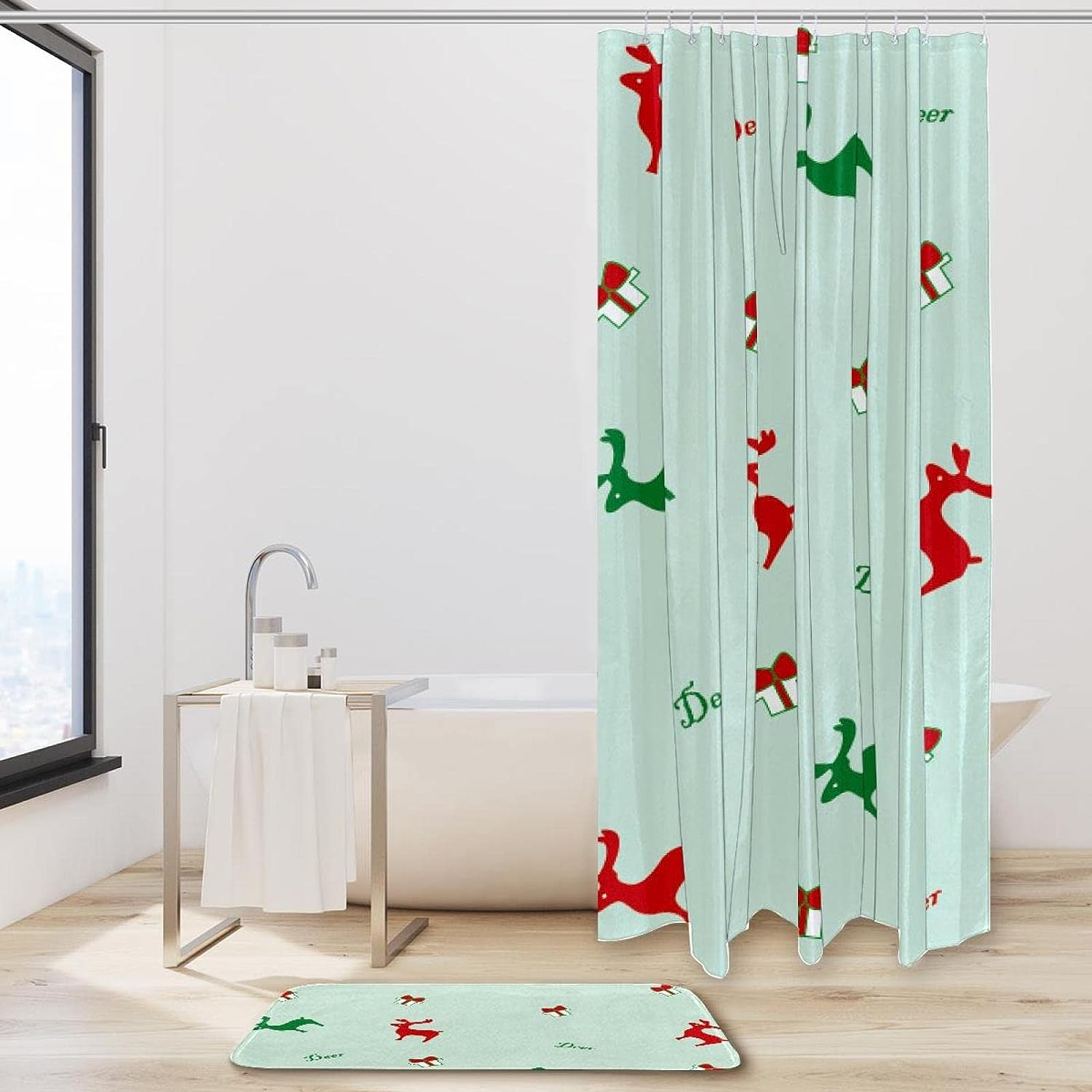 Red Canopy Mushroom Shower Curtain in Waterproof Fabric for Bathroom Decoration
