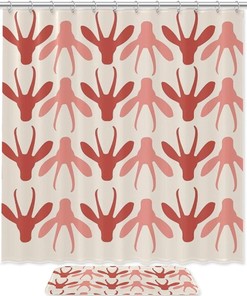 Red Flowers and Dragonflies Shower Curtain in Waterproof Fabric for Bathroom Decoration