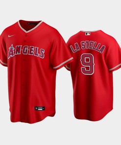 Red Los Angeles Angels Alternate 9 Tommy La Stella Jersey