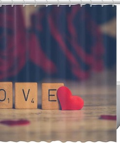 Red Love Heart Shower Curtain - Awesome Bathroom Decor with quotes