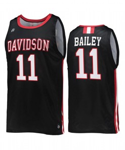 Reed Bailey 11 Davidson Wildcats Black Jersey 2022-23 College Basketball