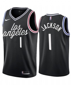Reggie Jackson 2022-23 Los Angeles Clippers Black 1 City Edition Jersey Cursive - Men Jersey