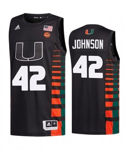 Reggie Johnson 42 Miami Hurricanes Uniform Jersey College Basketball Black