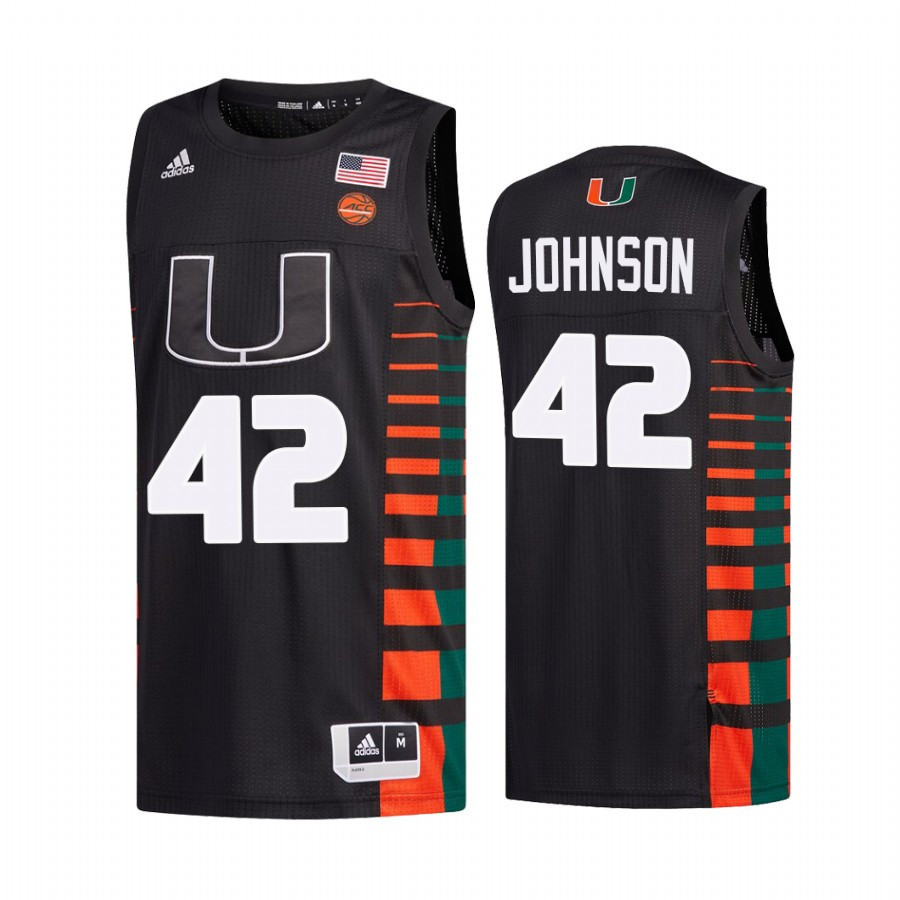 Reggie Johnson 42 Miami Hurricanes Uniform Jersey College Basketball Black