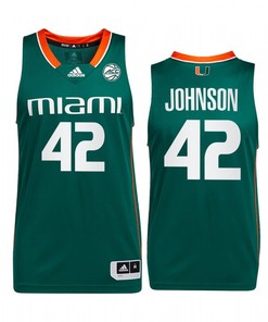 Reggie Johnson 42 Miami Hurricanes Uniform Jersey College Basketball Green