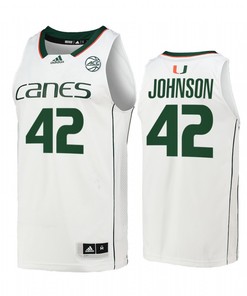 Reggie Johnson 42 Miami Hurricanes Uniform Jersey College Basketball White