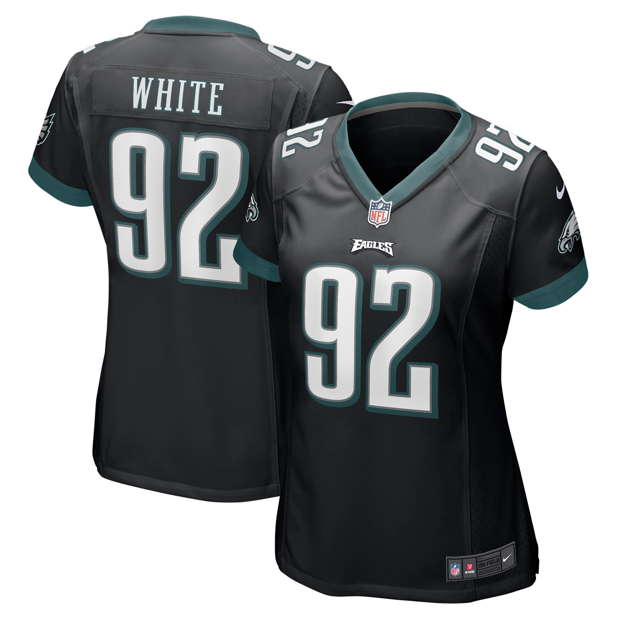 Reggie White Philadelphia Eagles Womens Retired Game Jersey - Black Nfl