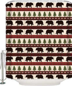 Reindeer Winter Bear Shower Curtain - Adorable Christmas Bathroom Decor