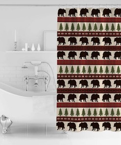 Reindeer Winter Bear Shower Curtain - Adorable Christmas Bathroom Decor