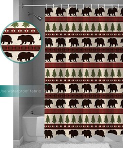Reindeer Winter Bear Shower Curtain - Adorable Christmas Bathroom Decor