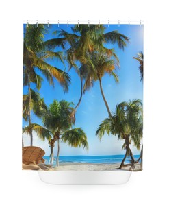 Relaxing Coastal Beach Shower Curtain for Bathroom Decor