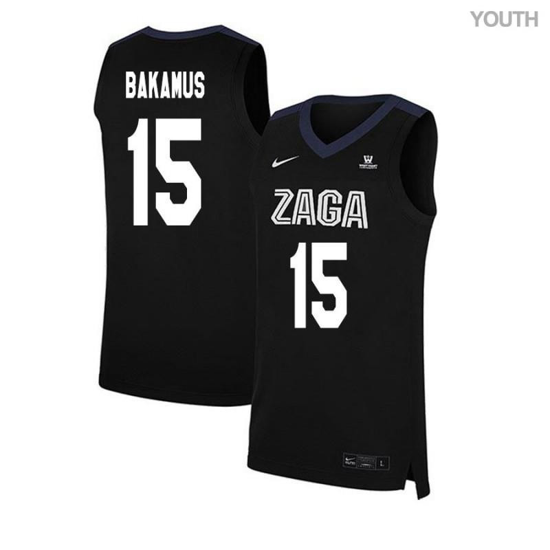 Rem Bakamus 15 Gonzaga Bulldogs Elite Basketball Youth Jersey - Black