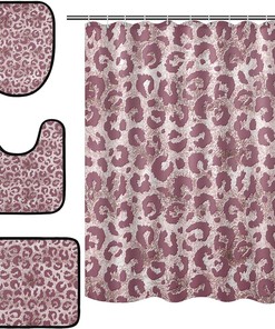 Retro Abstract Leopard Spot Shower Curtain Set for Bathroom Home Decor