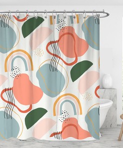 Retro Abstract Shapes Shower Curtain for Nostalgic Bathroom Decor