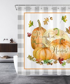 Retro Farmhouse Autumn Pumpkin Harvest Shower Curtain - Perfect for Festive Bathroom Decor
