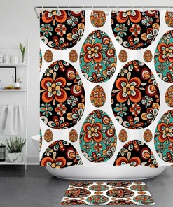 Retro Flower Colorful Eggs Easter Shower Curtain for a Fun and Festive Bathroom Decor