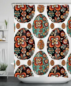 Retro Flower Colorful Eggs Easter Shower Curtain for a Fun and Festive Bathroom Decor