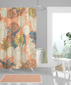 Retro Flowers Shower Curtain for a Nature-Inspired Bathroom Decor