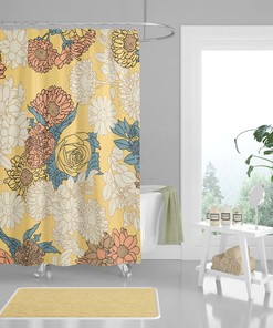Retro Flowers Shower Curtain for a Nature-Inspired Bathroom Decor