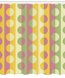 Retro Geometric Stripe Print Abstract Shower Curtain for Mid Century Bathroom Decor