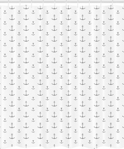 Retro Hand Drawn Anchor Shower Curtain, Tattoo Style Nautical Hipster Retro Art Design- Bathroom Decor