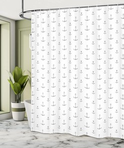 Retro Hand Drawn Anchor Shower Curtain, Tattoo Style Nautical Hipster Retro Art Design- Bathroom Decor