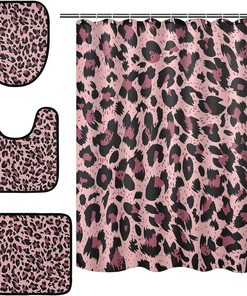 Retro Leopard Spot Shower Curtain Set for Bathroom Home Decor