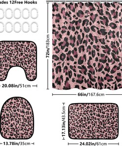 Retro Leopard Spot Shower Curtain Set for Bathroom Home Decor