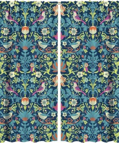 Retro Original Design Rod Pocket Printed Curtain with Bohemia William Morris Design Home Decor