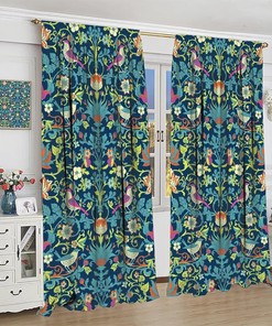 Retro Original Design Rod Pocket Printed Curtain with Bohemia William Morris Design Home Decor