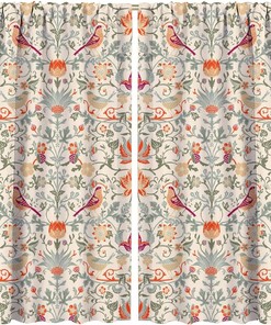 Retro Original Design Rod Pocket Printed Curtain with Bohemia William Morris Design, Perfect for Home Decoration - Home Decor