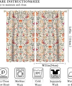 Retro Original Design Rod Pocket Printed Curtain with Bohemia William Morris Design, Perfect for Home Decoration - Home Decor