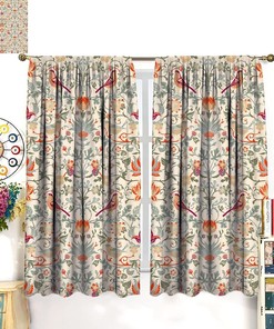 Retro Original Design Rod Pocket Printed Curtain with Bohemia William Morris Design, Perfect for Home Decoration - Home Decor