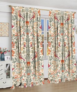 Retro Original Design Rod Pocket Printed Curtain with Bohemia William Morris Design, Perfect for Home Decoration - Home Decor