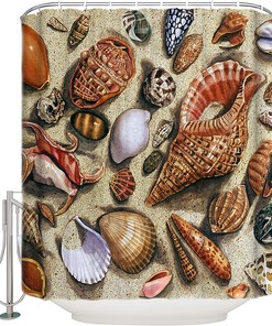 Retro Seashells Shower Curtain for Your Beachy Bathroom Decor