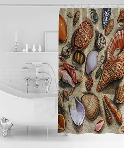 Retro Seashells Shower Curtain for Your Beachy Bathroom Decor
