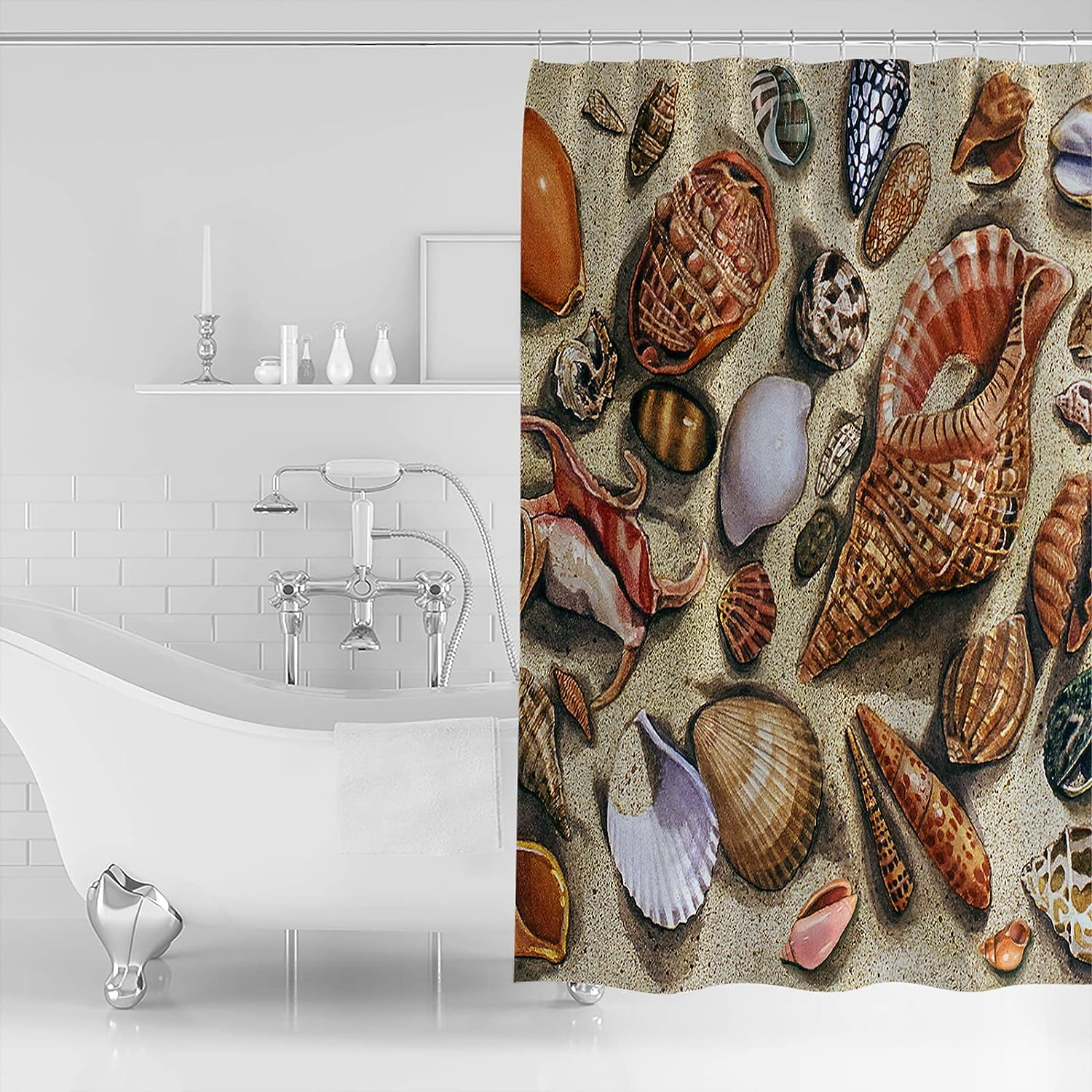 Retro Seashells Shower Curtain for Your Beachy Bathroom Decor