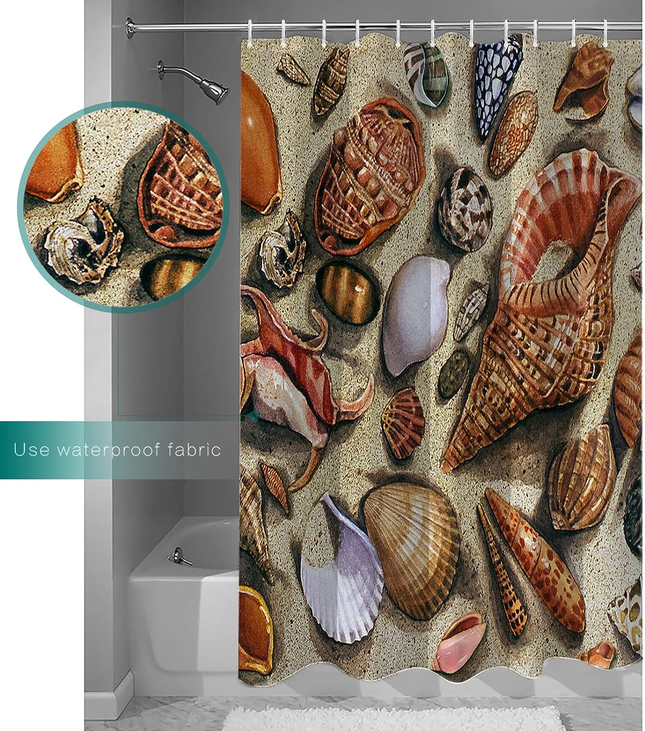 Retro Seashells Shower Curtain for Your Beachy Bathroom Decor