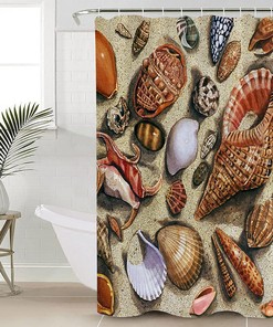 Retro Seashells Shower Curtain for Your Beachy Bathroom Decor